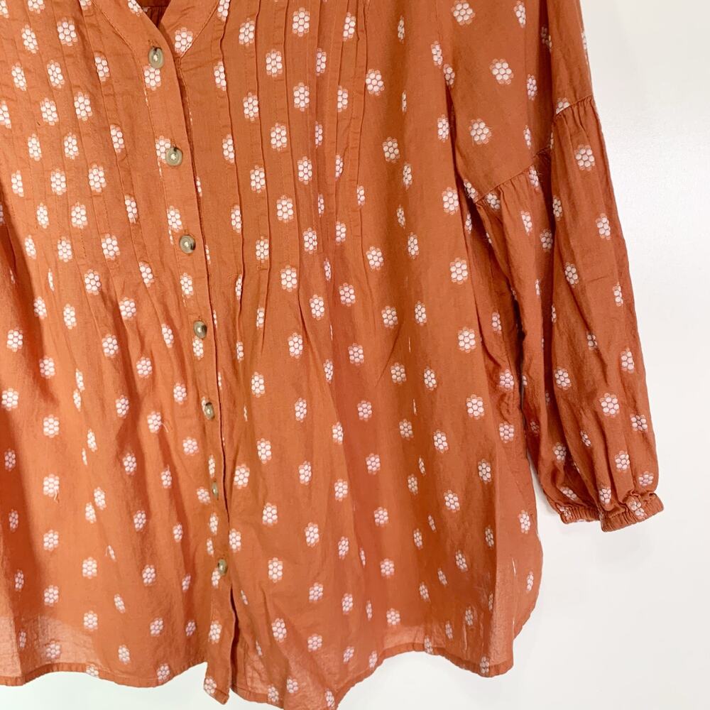 J. Jill Peasant Top Rust Orange Patterned V Neck … - image 8